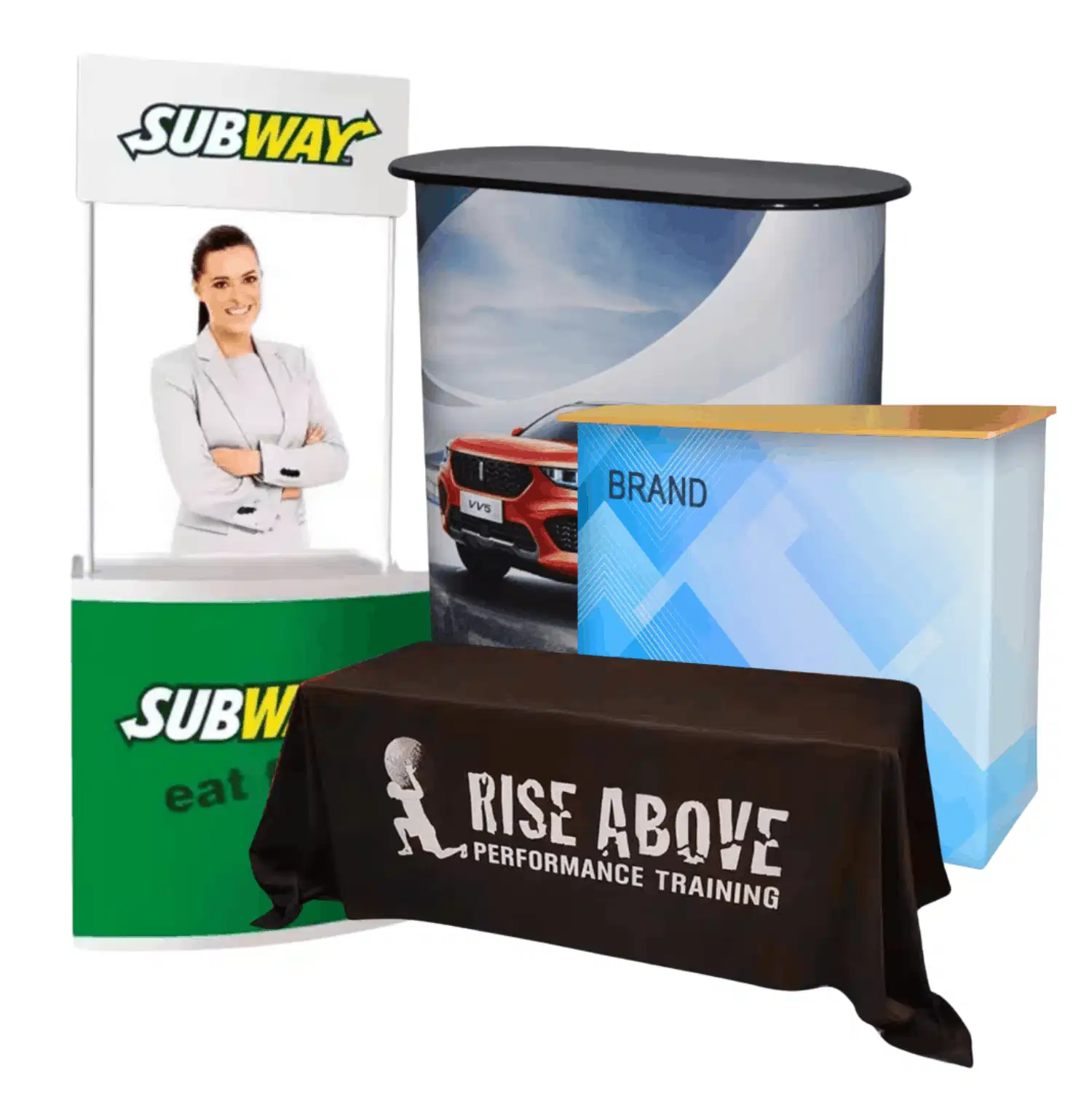 Promotional table with custom branding for marketing events