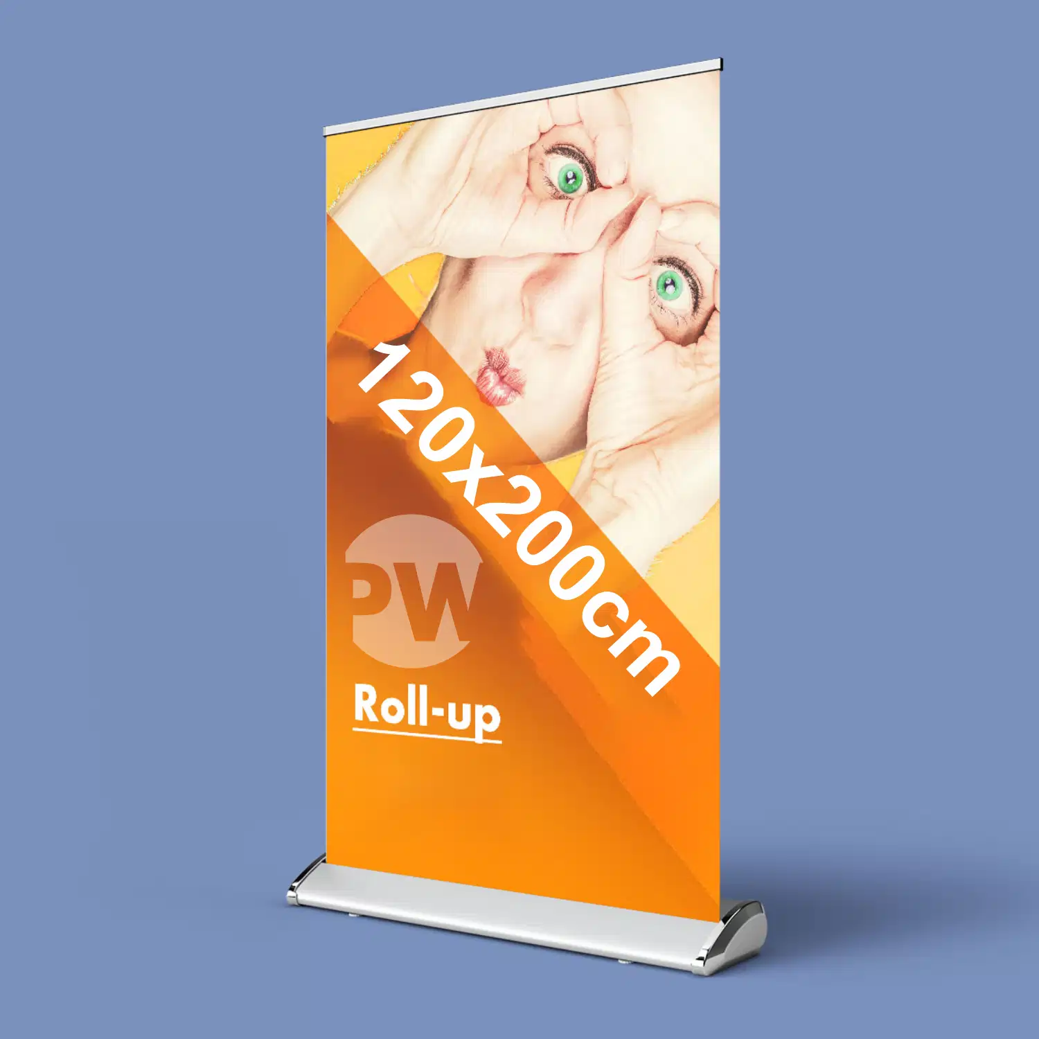 4ft Extra-wide base roll-up banner stand designed for maximum stability in high-traffic areas