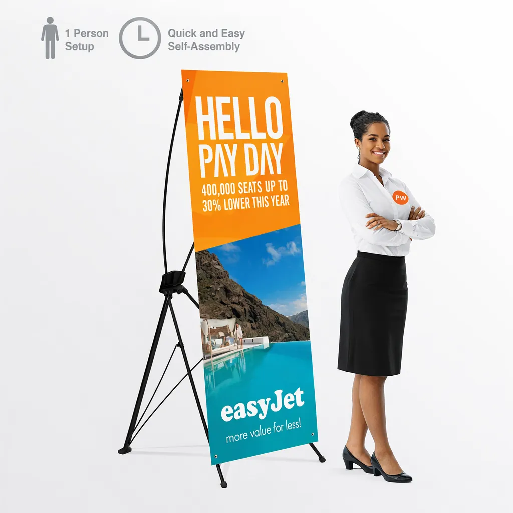 Lightweight X-Banner Display Stand for Events and store displays