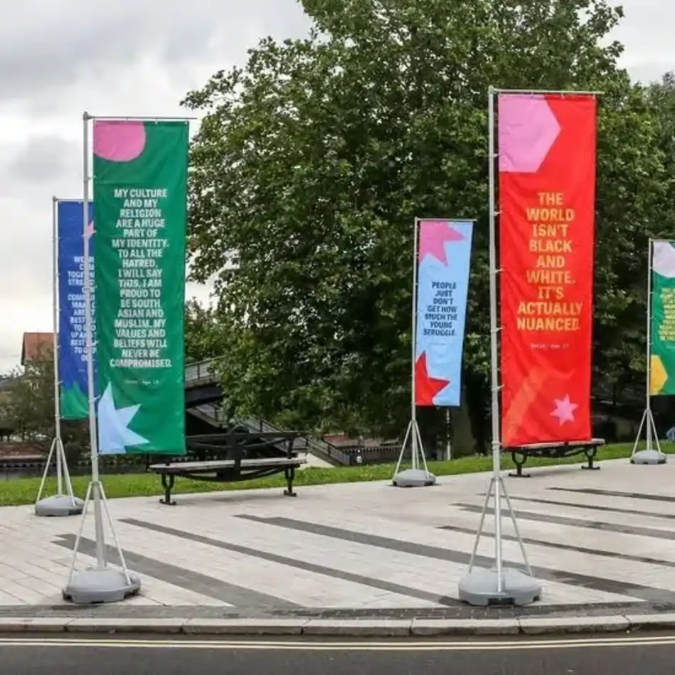 Outdoor Event 5m Flag Pole with Sublimated Fabric with Strong Wide Water Base - Image 3