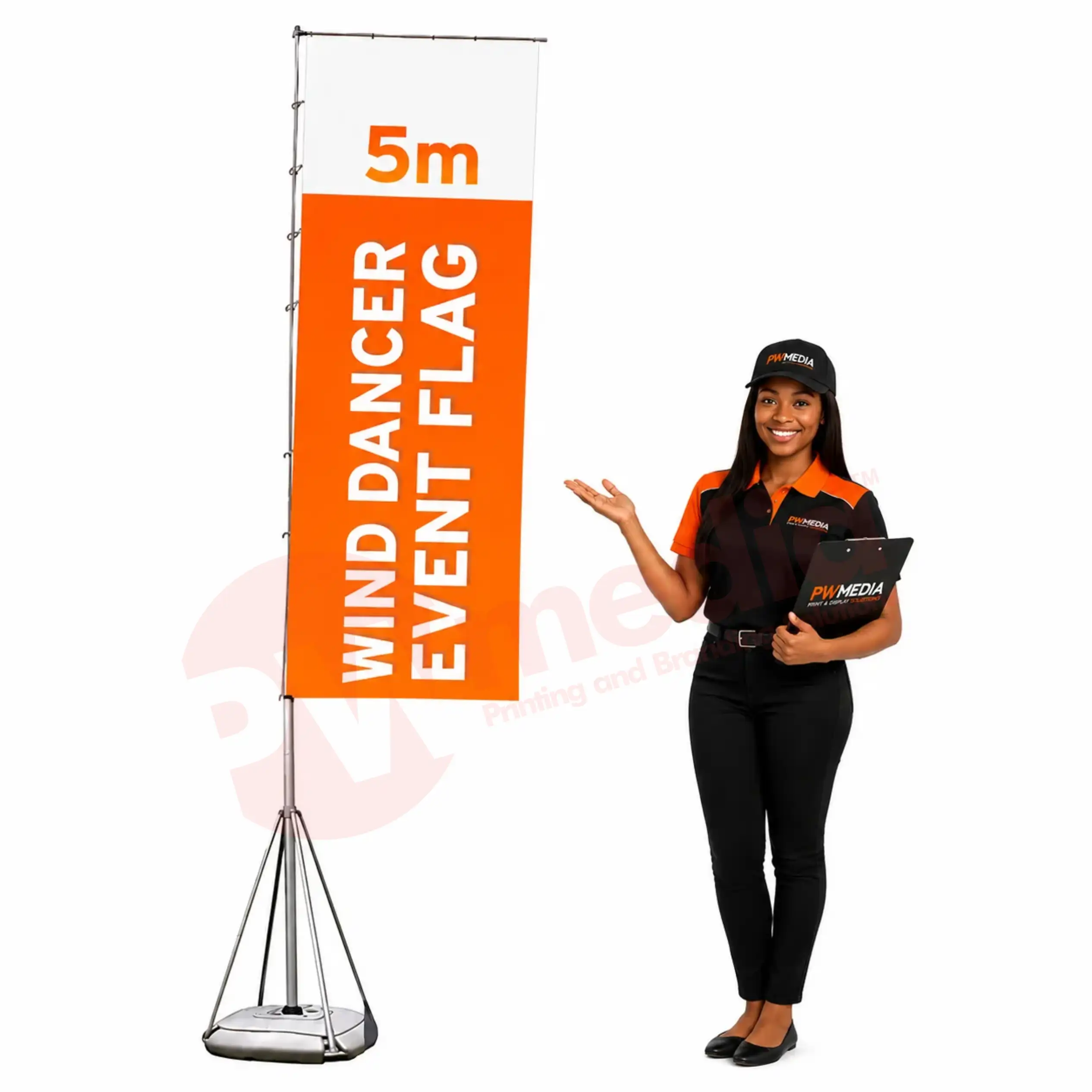 Outdoor Event 5m Flag Pole with Sublimated Fabric with Strong Wide Water Base - Image 5