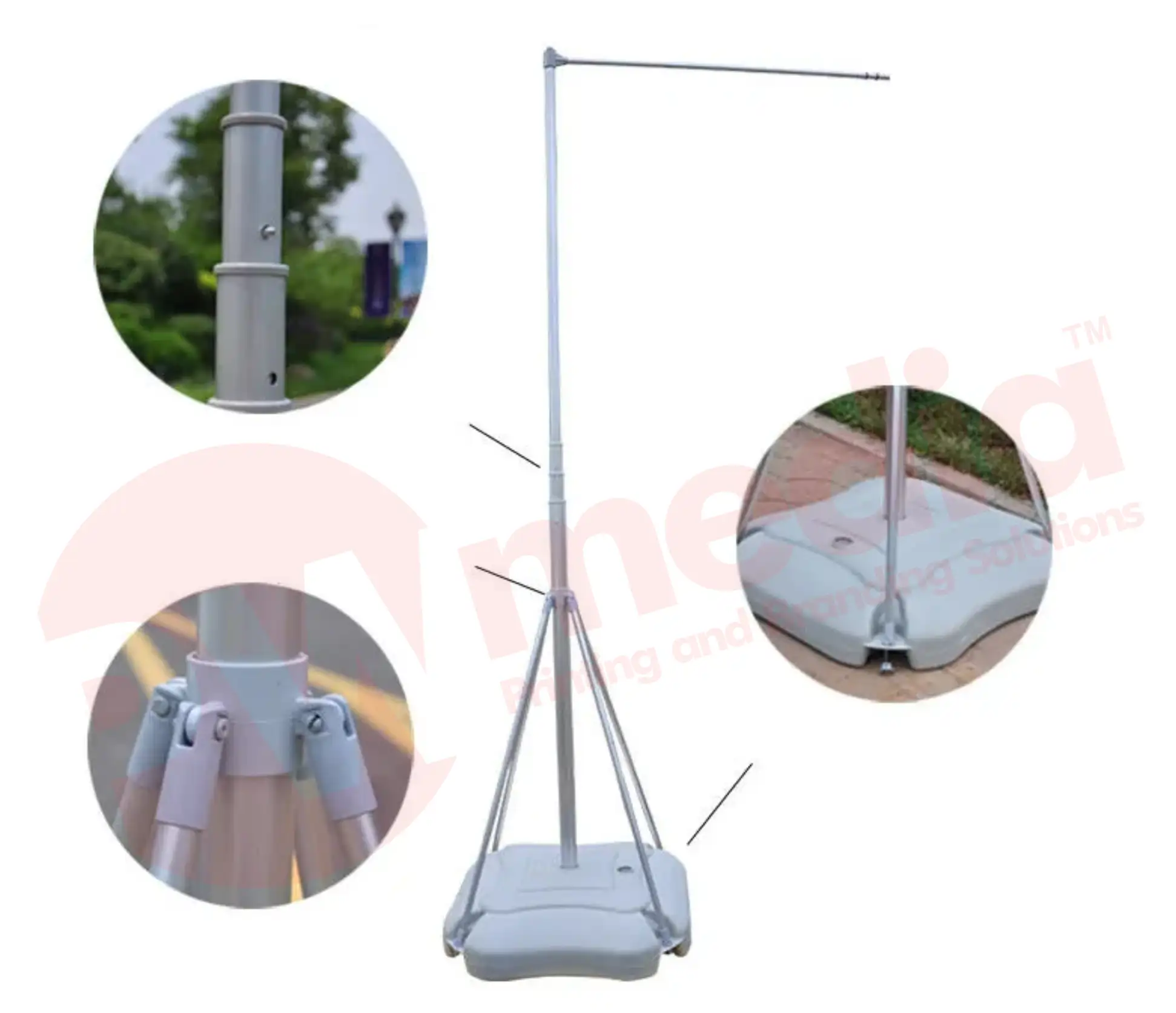 Outdoor Event 5m Flag Pole with Sublimated Fabric with Strong Wide Water Base - Image 13