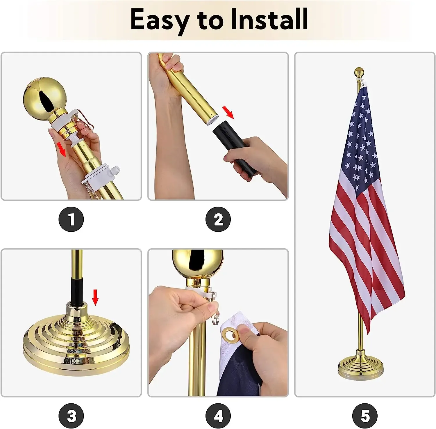 Indoor and Floor Flag Standing Pole with Flag fabric - Image 4
