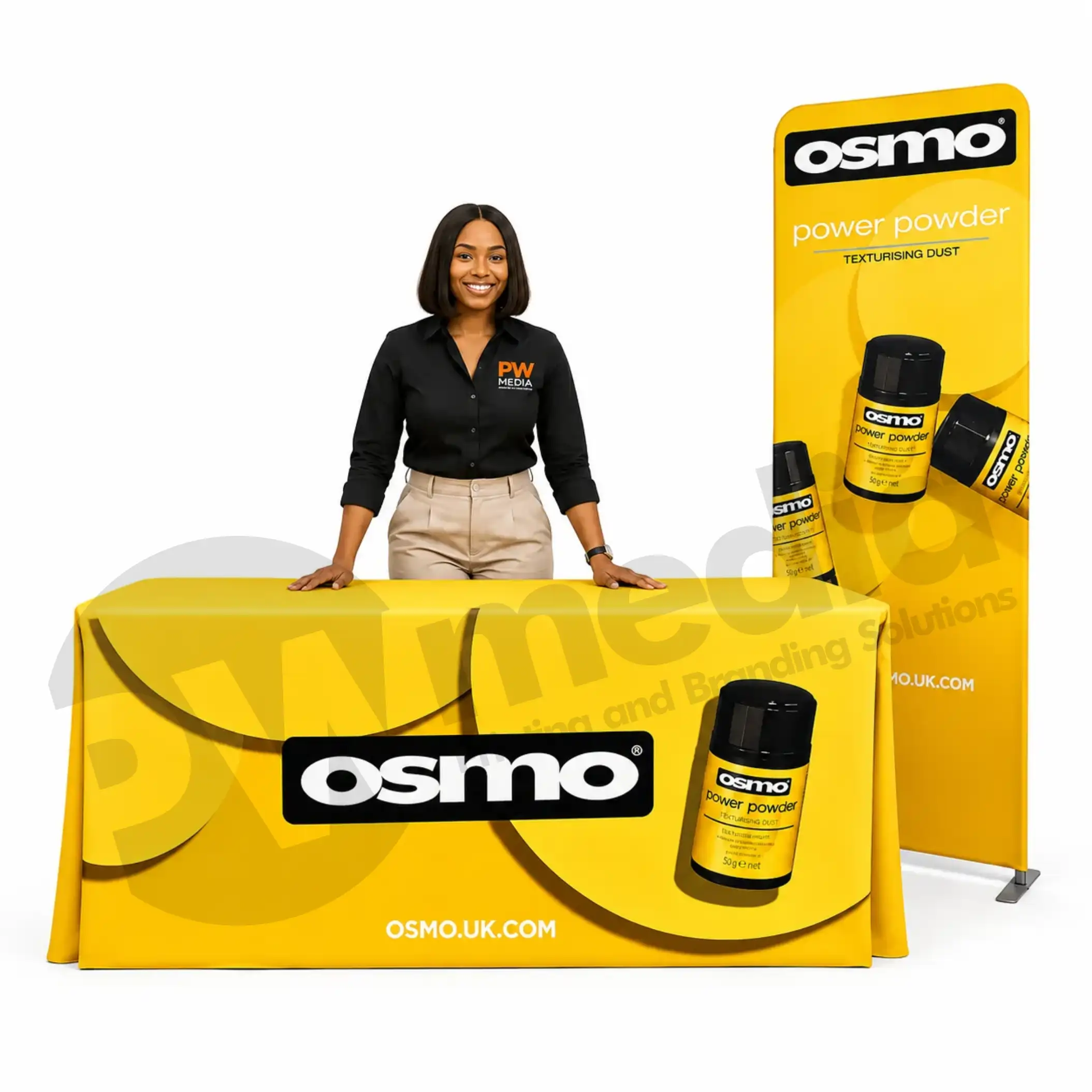 Branded Tablecloth And Fabric Banner Exhibition Stand